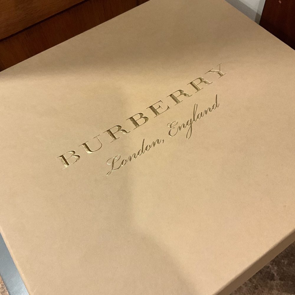 Burberry Tan Box with Gold Lettering